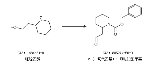 2-(2-氧代乙基)-1-哌啶羧酸苯基甲酯的合成路線